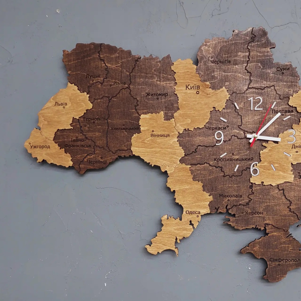 Карта Карта Украины с часами. Многослойная карта Украины. 80х50 смУкраины с подсветкой и часами 80х50 см 19887 фото
