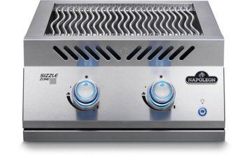 Подвійний інфрачервоний пальник SIZZLE ZONE Napoleon 700 Series для вбудовування з освітленням регуляторів та кришкою з нержавіючої сталі BIB18IRPSS фото